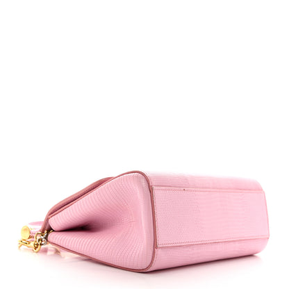 Dolce & Gabbana Lizard Calfskin Embossed Small Miss Sicily Satchel Light Pink 4 of 10