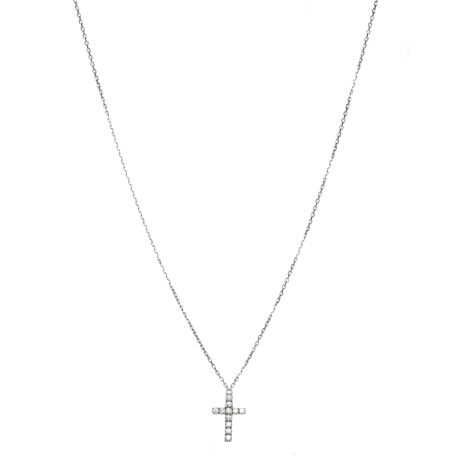 Cartier 18K White Gold Diamond Symbols Cross Pendant Necklace 1 of 9