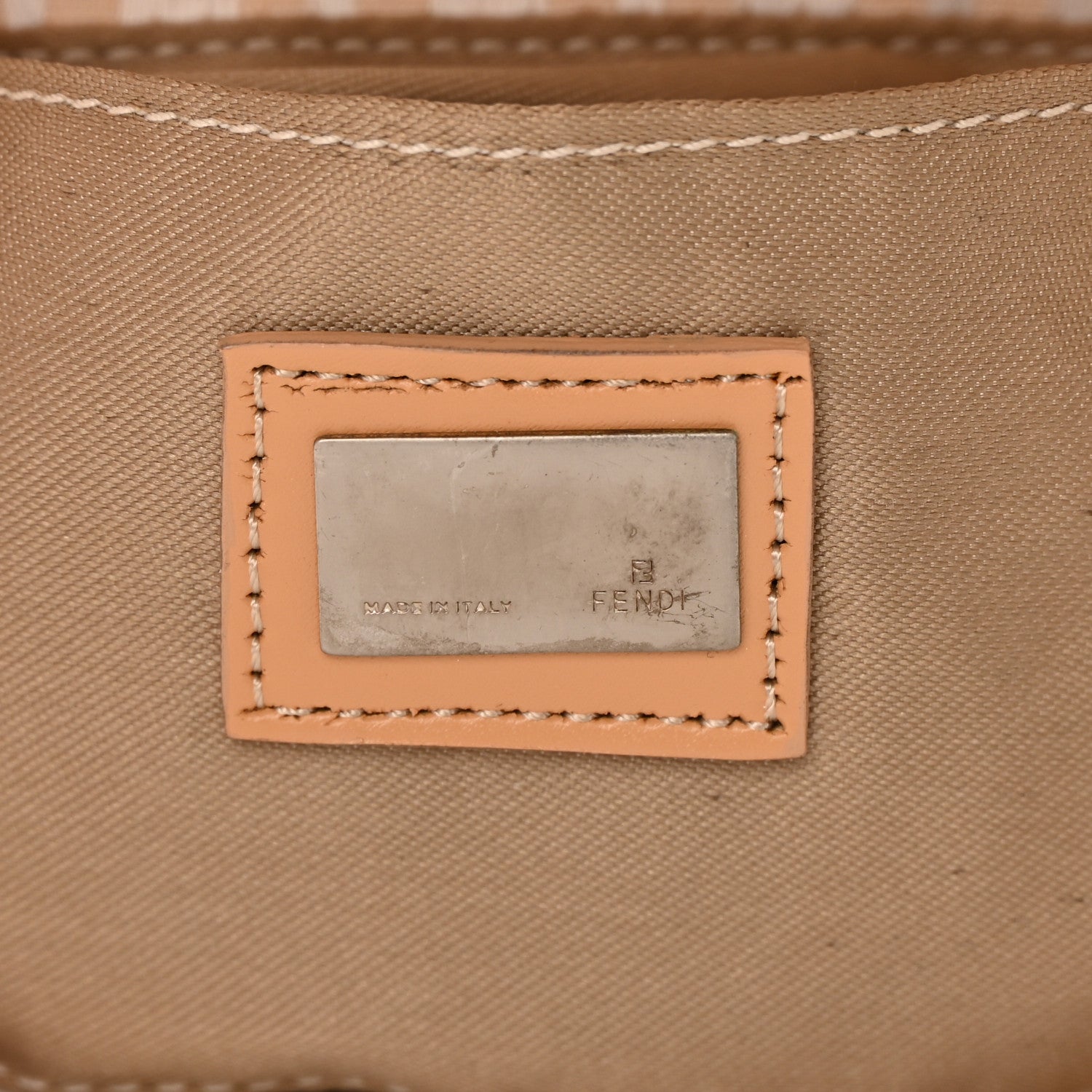 Fendi Zucchino Small Chef Shoulder Bag Beige White 6 of 15