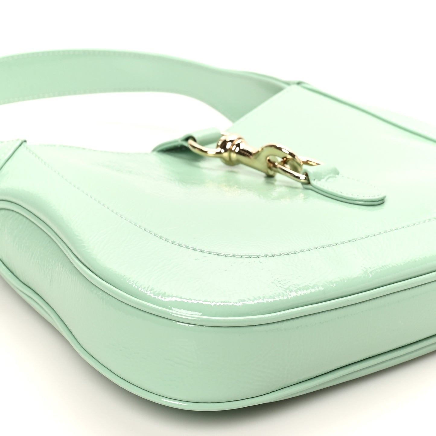 Patent Calfskin Small Jackie Shoulder Bag Light Green