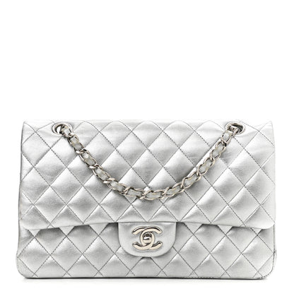 Chanel Metallic Lambskin Quilted Medium Double Flap Silver 1 of 16