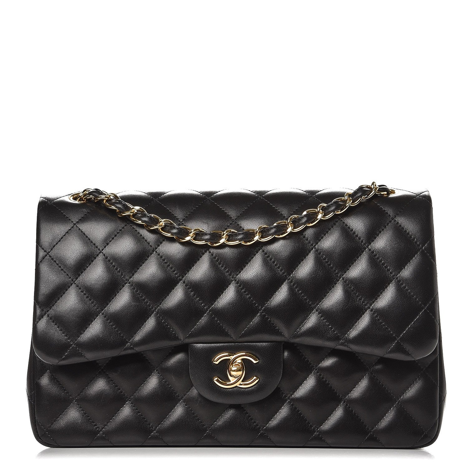 Chanel Lambskin Quilted Jumbo Double Flap Black 1 of 11