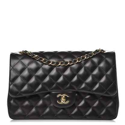 Chanel Lambskin Quilted Jumbo Double Flap Black 1 of 11