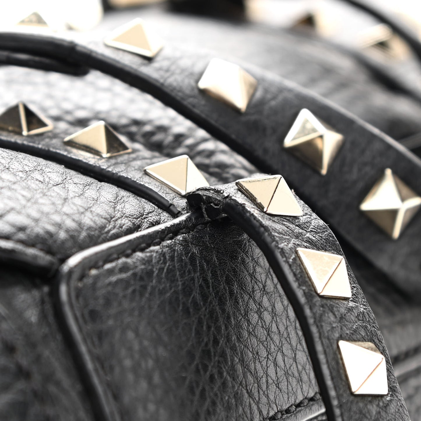 Pebbled Calfskin Rockstud Double Pocket Backpack Black
