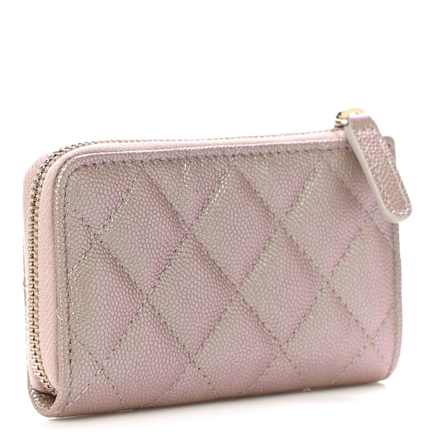 Chanel Iridescent Caviar Quilted Zipped Key Holder Case Beige 3 of 11