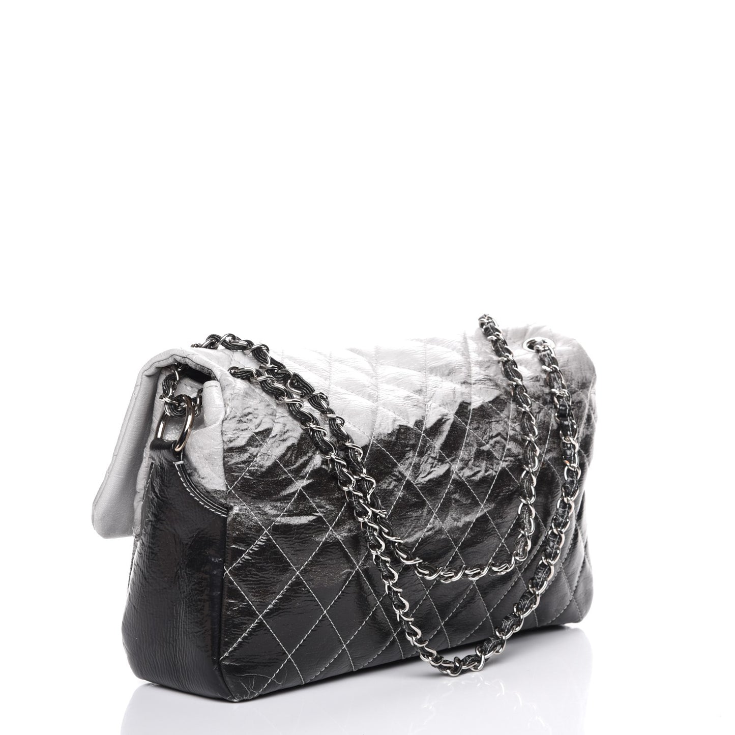 Vinyl Quilted Jumbo Melrose Degrade Flap Black
