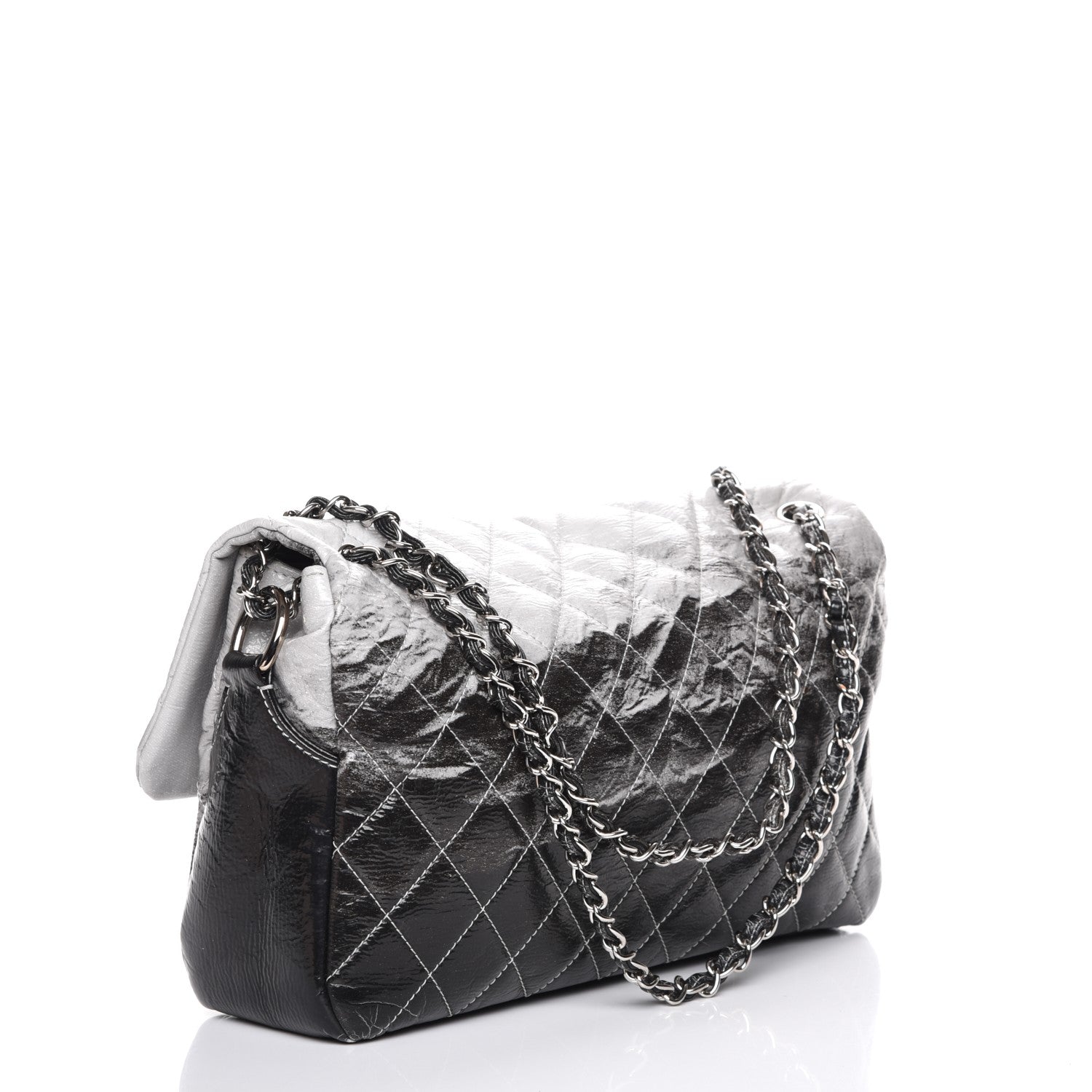 Chanel Vinyl Quilted Jumbo Melrose Degrade Flap Black 3 of 7