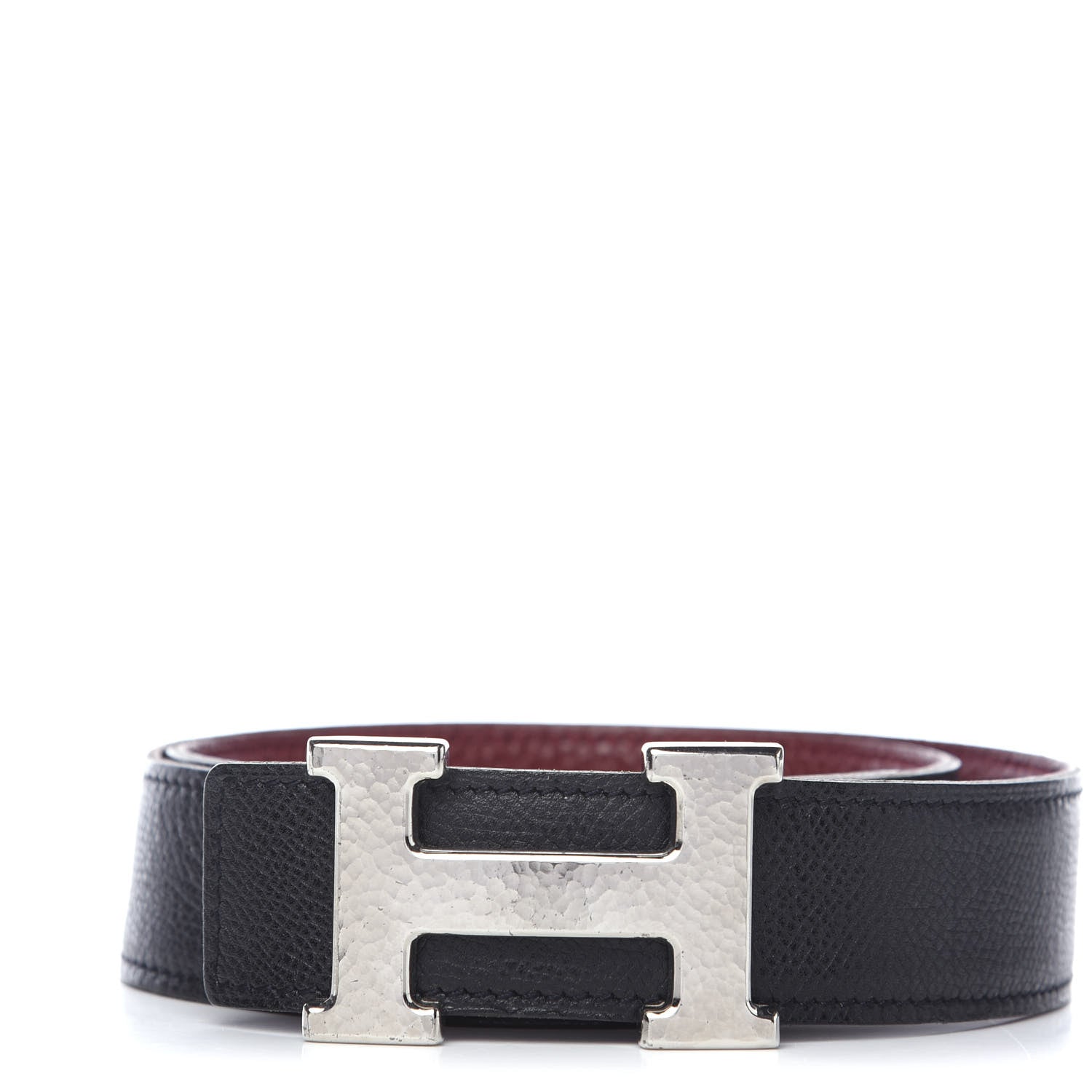 Hermes Togo Epsom 32mm Martelee H Belt 75 Rouge H Black 1 of 5