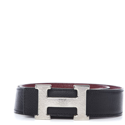 Hermes Togo Epsom 32mm Martelee H Belt 75 Rouge H Black 1 of 5