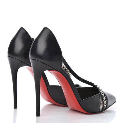 Christian Louboutin Kid PVC Spike Cross 100 Pumps 36.5 Black Silver 4 of 13