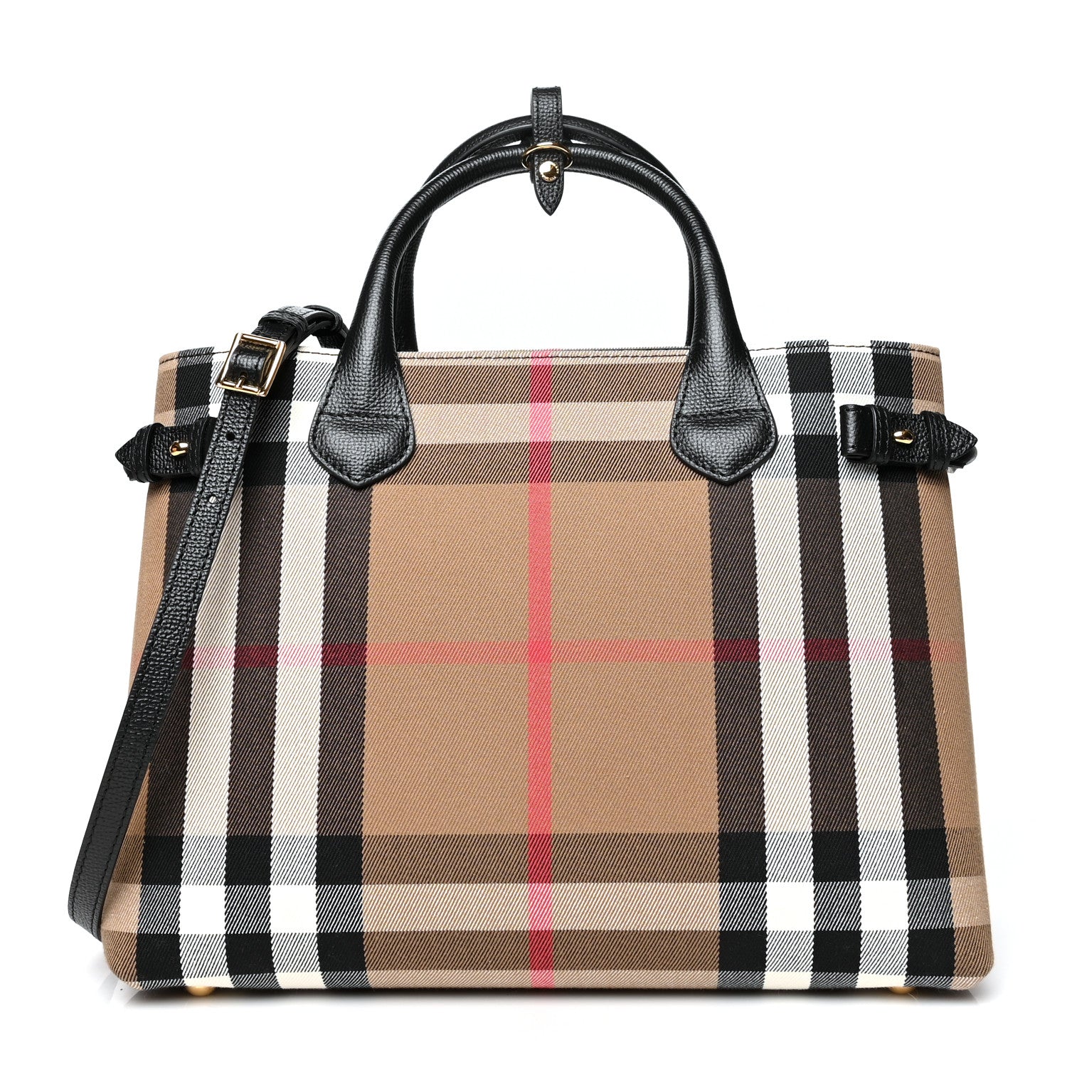 Burberry House Check Grainy Calfskin Medium Banner Tote Black 1 of 9