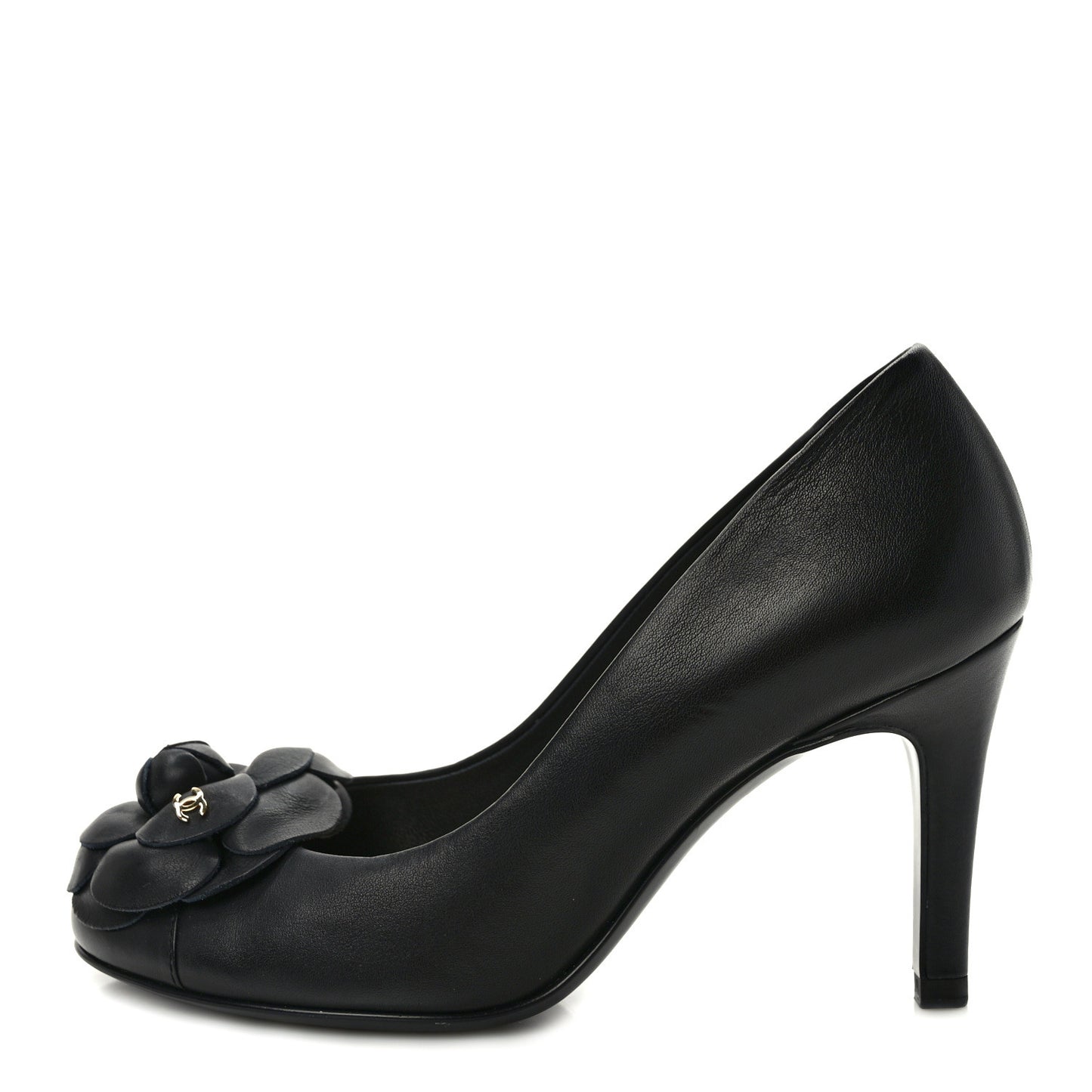Lambskin Camellia Pumps 35 Black