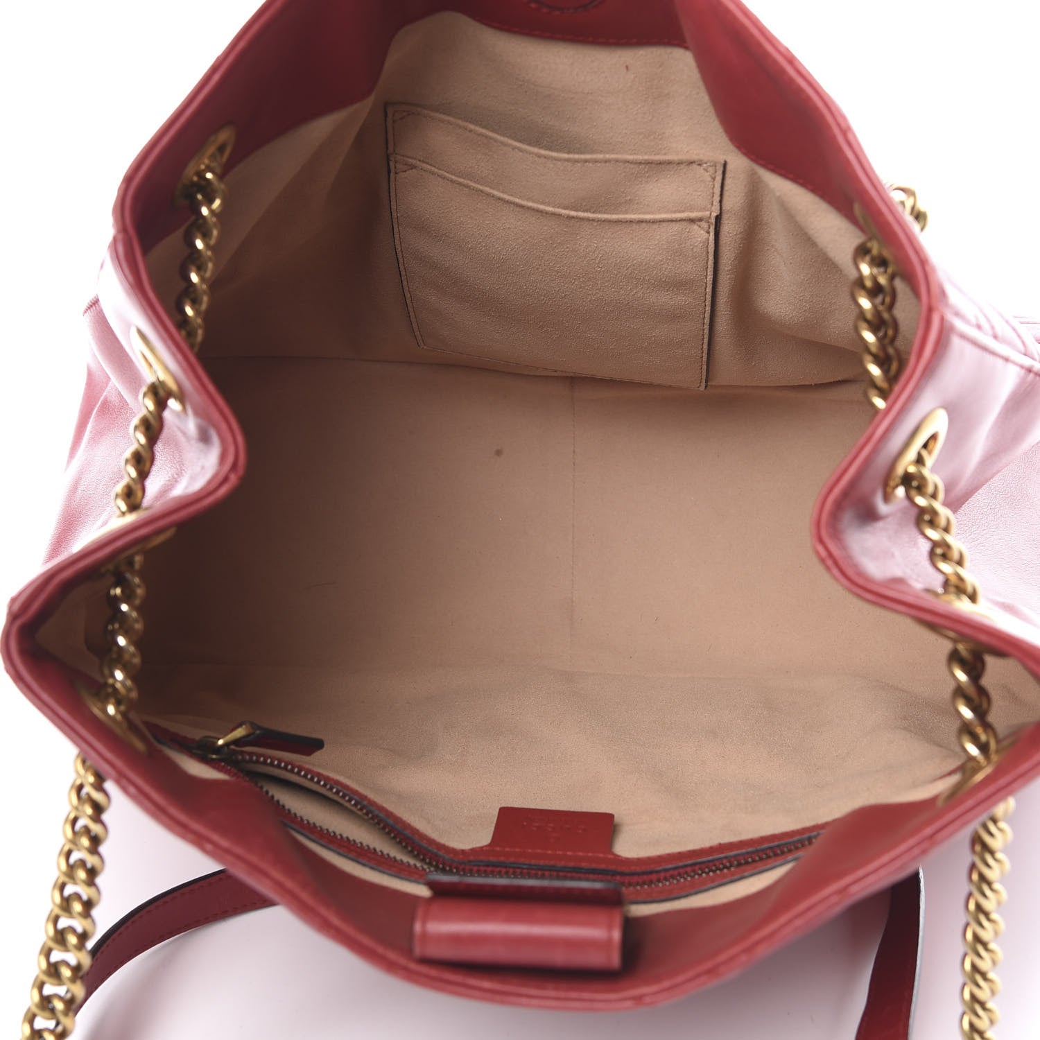 Gucci Calfskin Matelasse Medium GG Marmont Shoulder Tote Bag Hibiscus Red 5 of 15