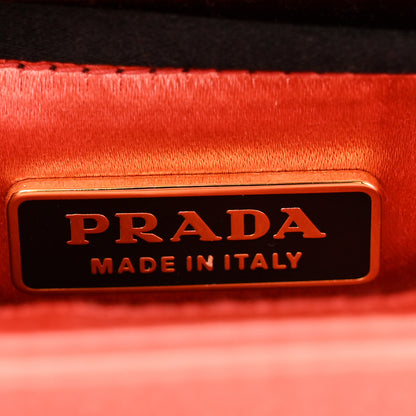 Prada Satin Raso Stones Embellished Top Handle Bag Corallo 7 of 14