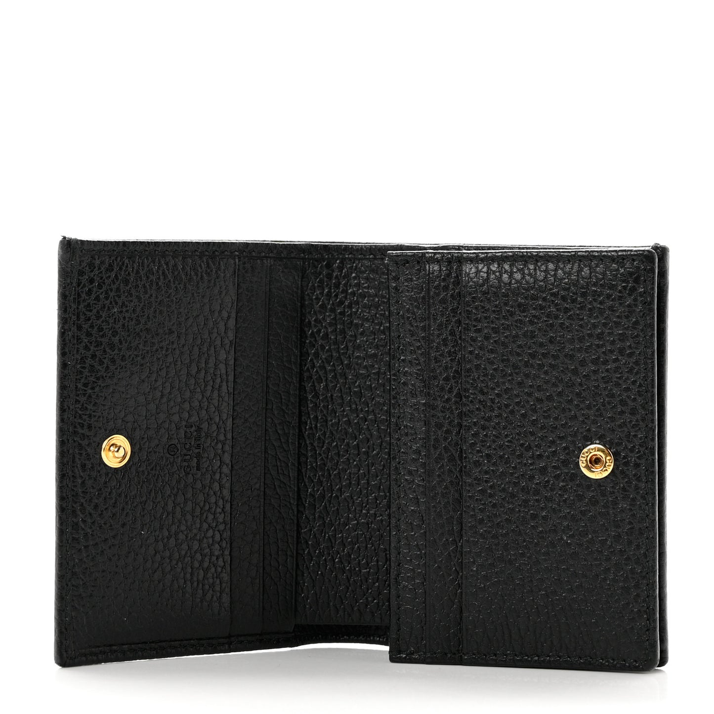 Pebbled Calfskin GG Marmont Card Case Black