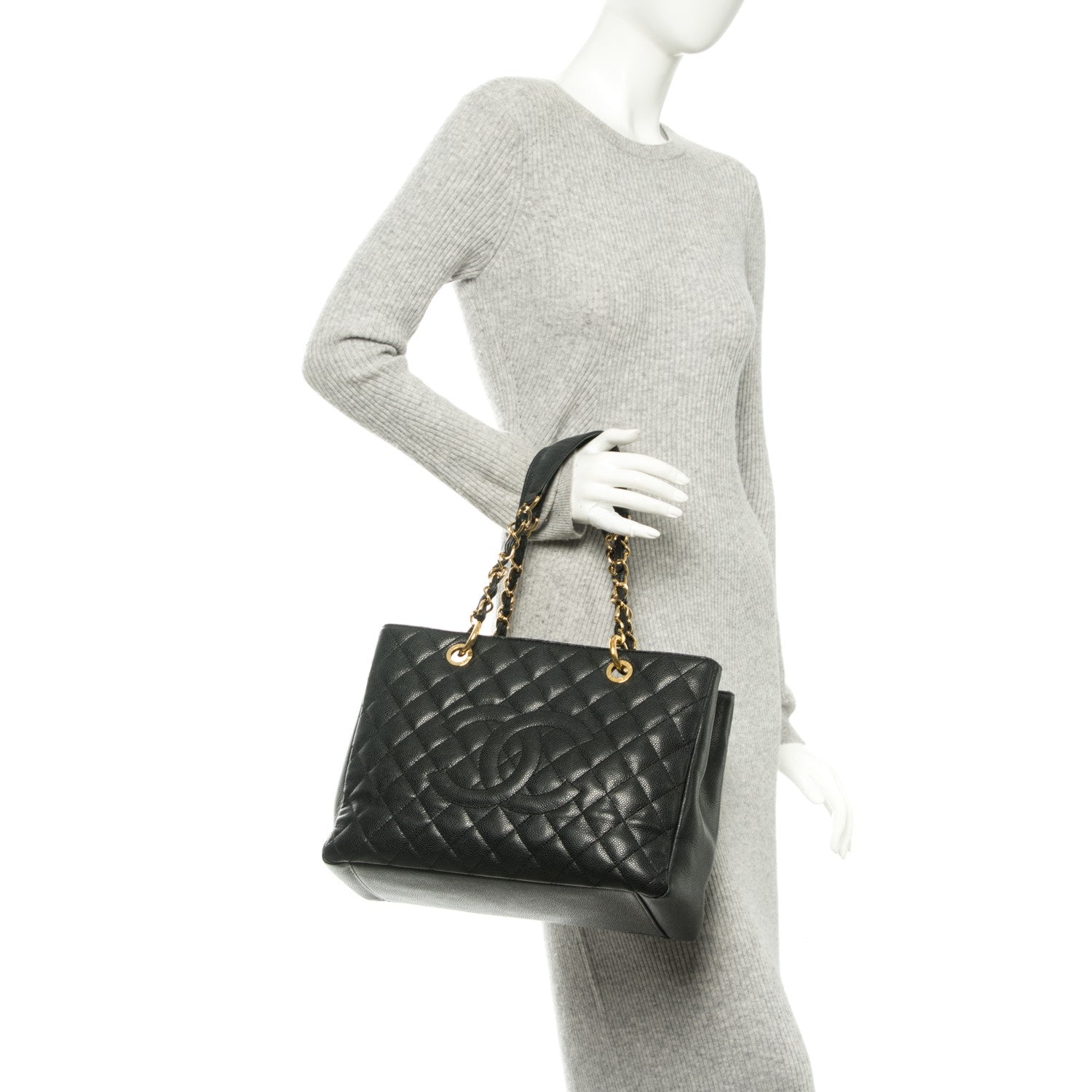 Chanel Caviar Quilted Grand Shopping Tote GST Black 3 of 7