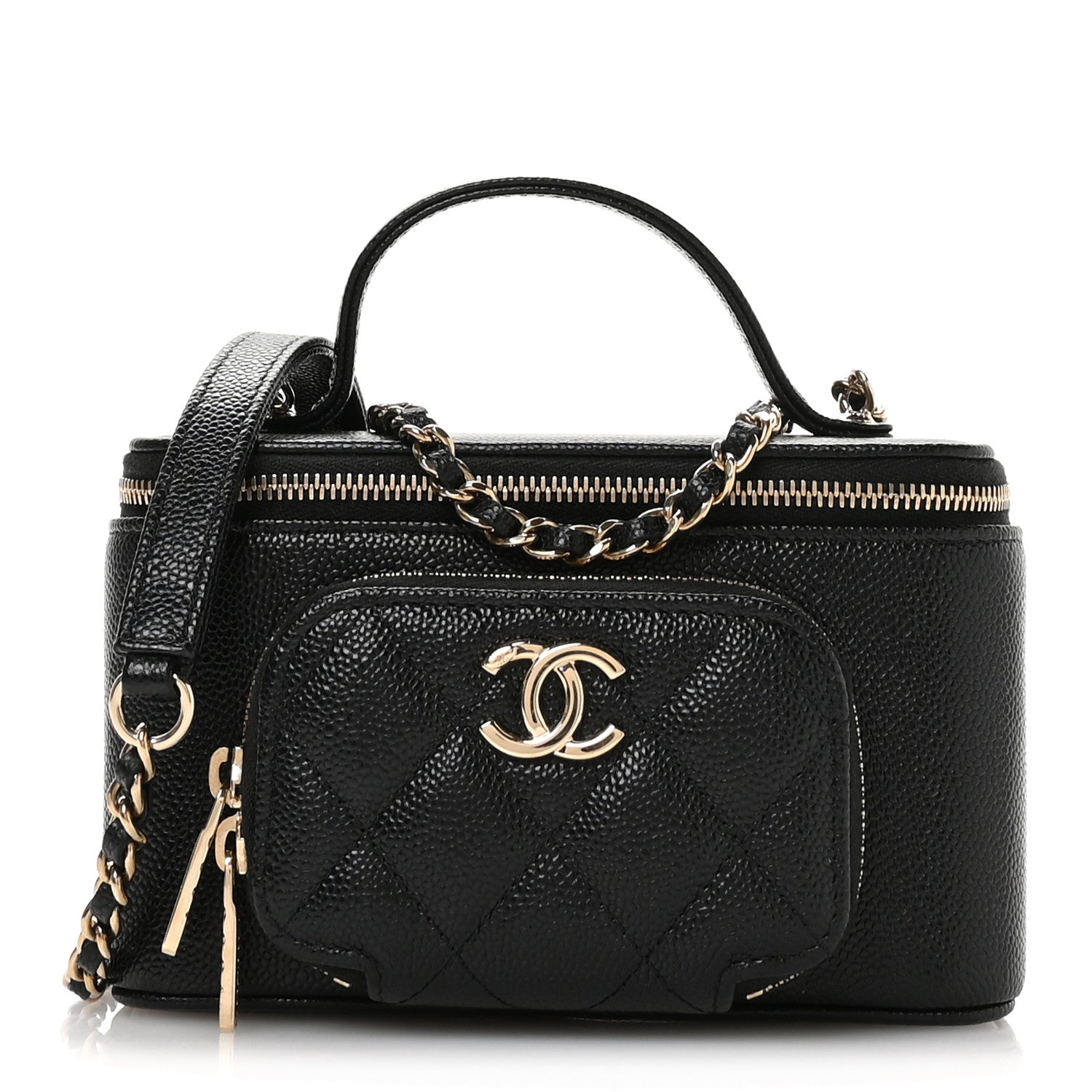 Chanel Caviar Quilted Top Handle Pocket Vanity Case Black 1 of 12