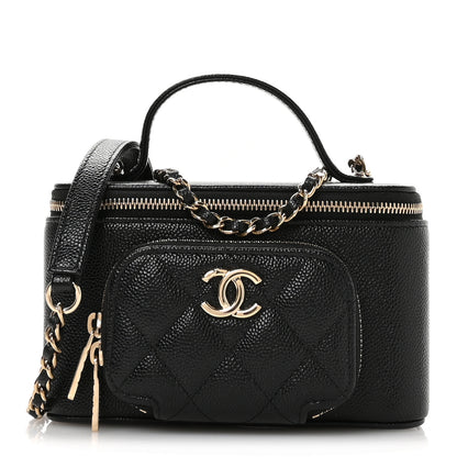 Chanel Caviar Quilted Top Handle Pocket Vanity Case Black 1 of 12