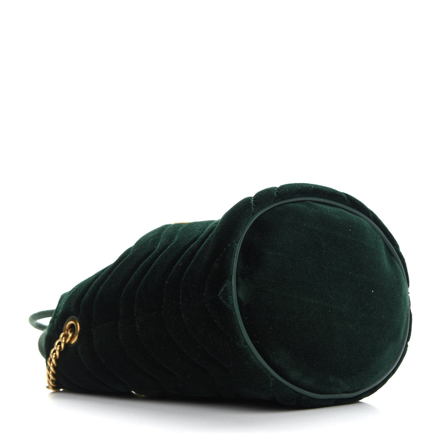 Velvet Matelasse Mini GG Marmont 2.0 Bucket Bag Dark Green