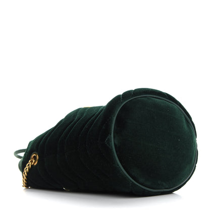 Gucci Velvet Matelasse Mini GG Marmont 2.0 Bucket Bag Dark Green 4 of 8