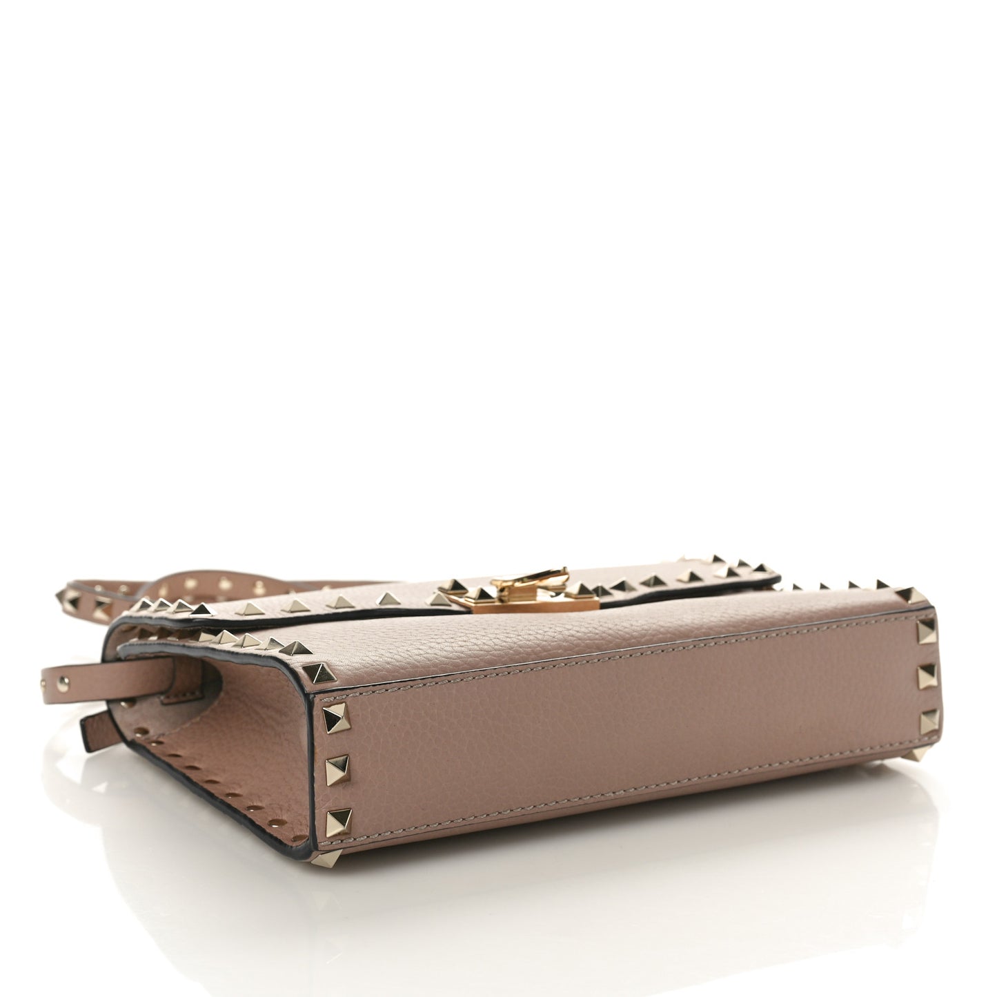 Pebbled Calfskin Medium Rockstud Flip Lock Crossbody Bag Poudre