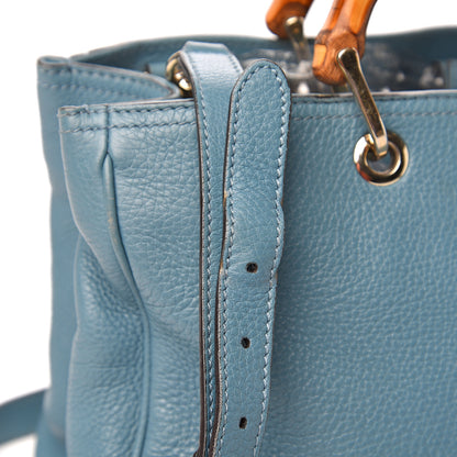 Gucci Pebbled Calfskin Medium Bamboo Shopper Tote Light Blue 14 of 15
