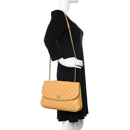 Chanel Lambskin Quilted Pagode Piping Flap Dark Yellow 2 of 12