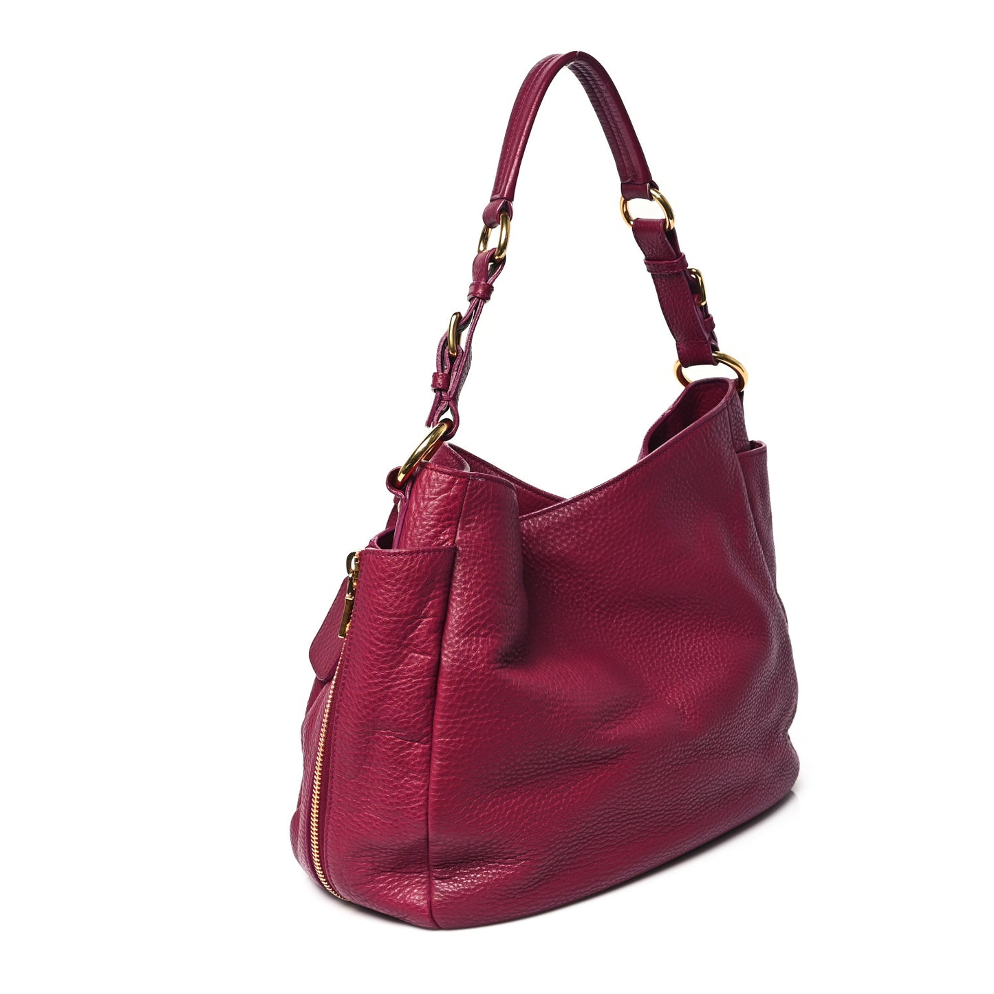 Vitello Daino Side Zip Pocket Hobo Ametista