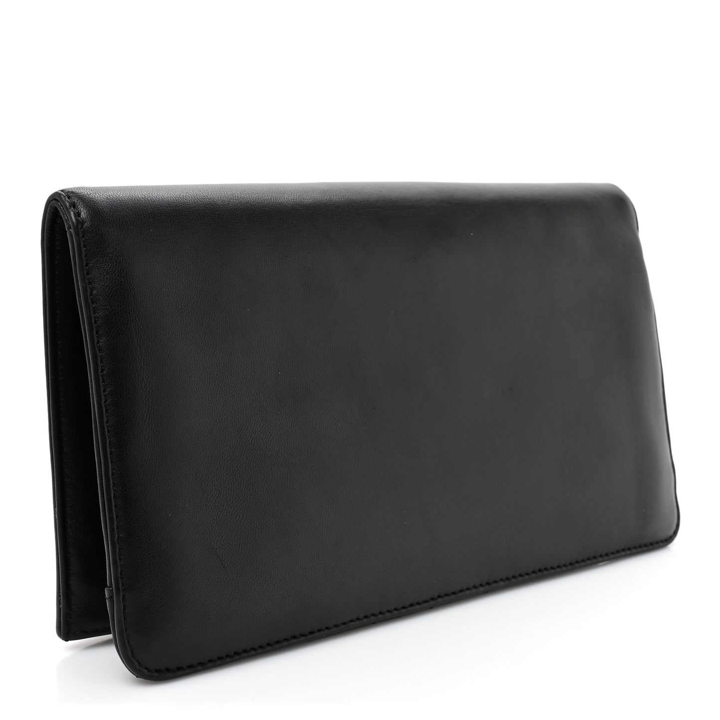 Lambskin Strass Crystal Peace Sign Emoji Fold Over Clutch Black