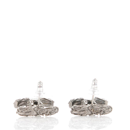 Chanel Crystal Textured CC Earrings Silver 4 of 5
