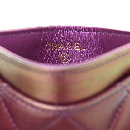 Chanel Iridescent Lambskin Quilted Card Holder Purple 6 of 8