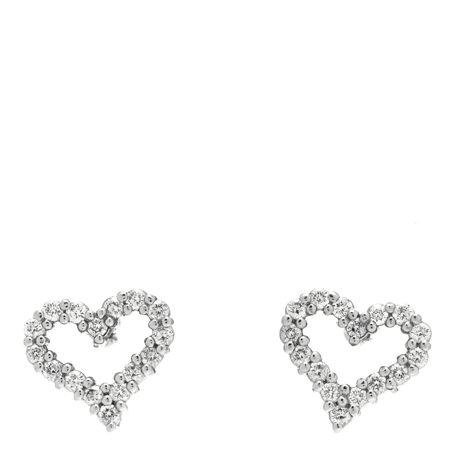 Tiffany Platinum Diamond Extra Mini Heart Earrings 1 of 4