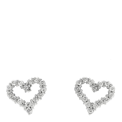 Tiffany Platinum Diamond Extra Mini Heart Earrings 1 of 4