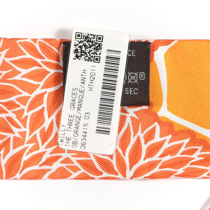 Hermes Silk The Three Graces Twilly Orange Mangue Anthracite 4 of 4