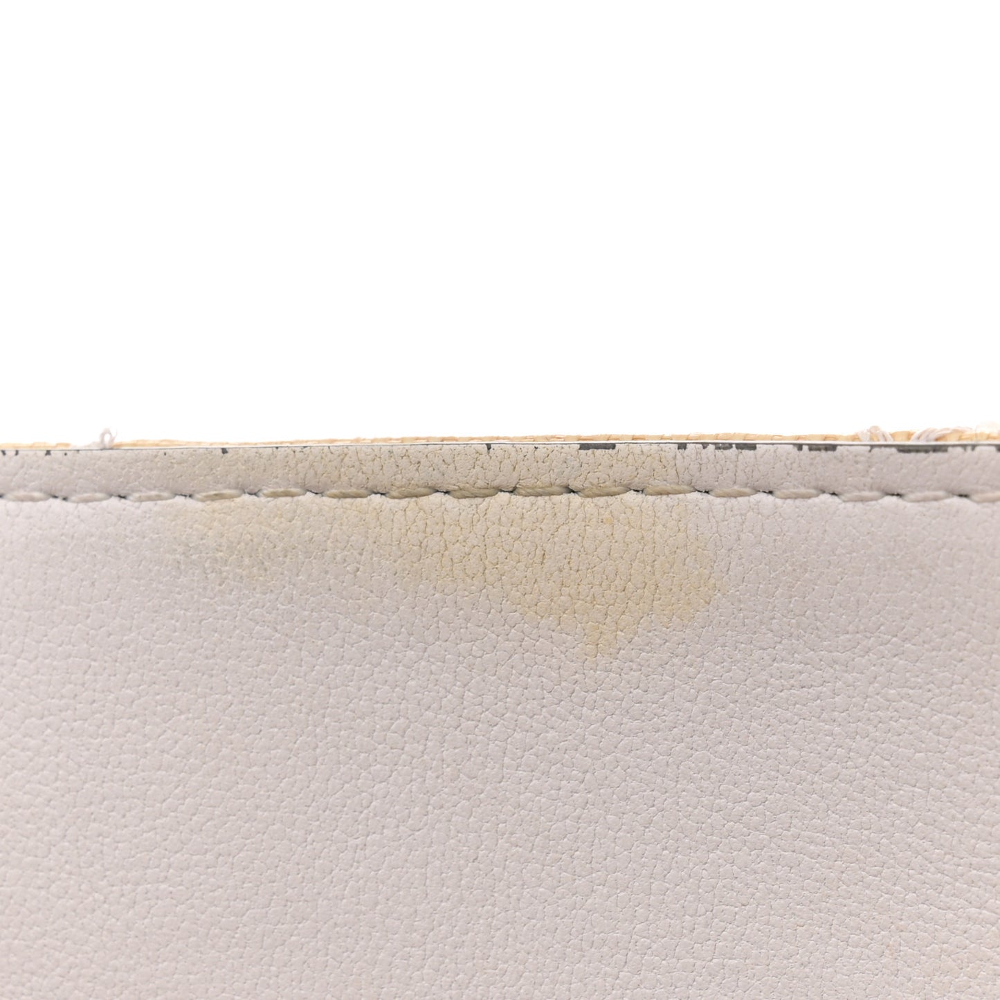 Linen Beaded Embroidered Bandana Print Vlogo Signature Tote Beige White