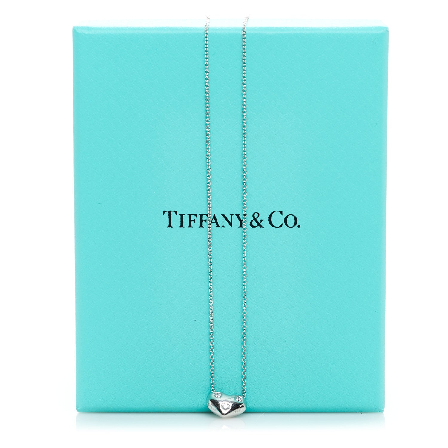 Tiffany Platinum Diamond Etoile Small Heart Pendant Necklace 3 of 6