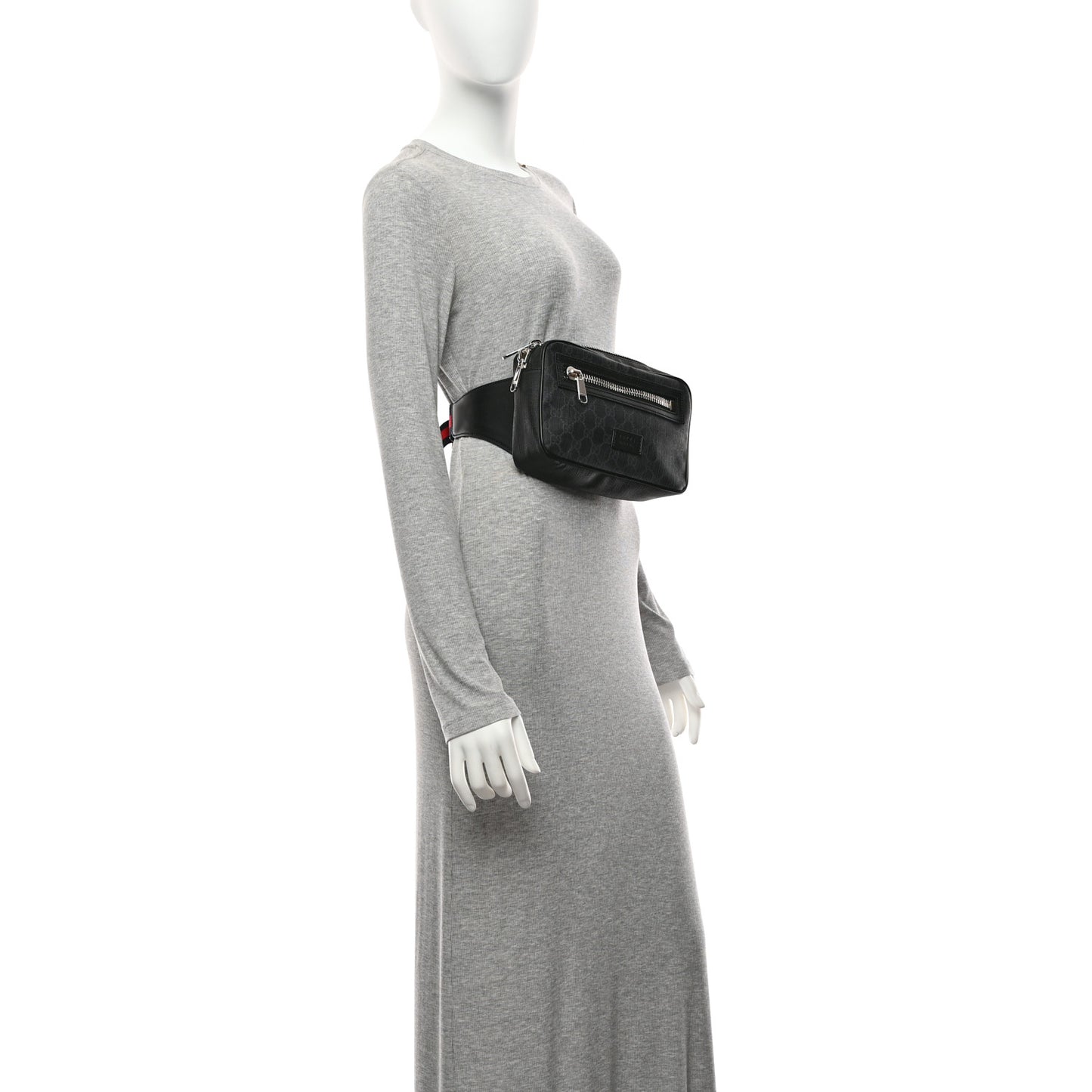 Soft GG Supreme Monogram Web Belt Bag Black Grey