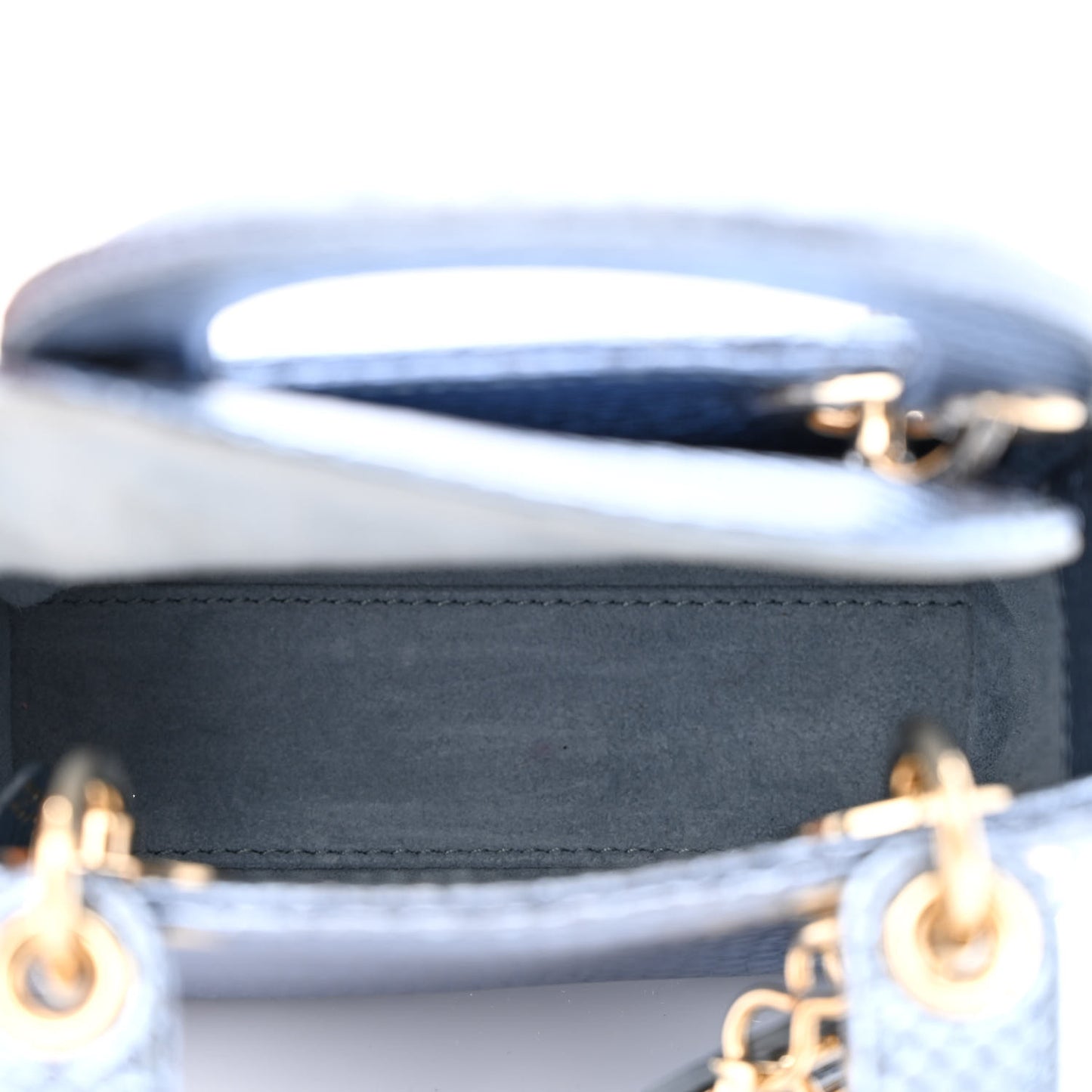 Metallic Karung Micro Lady Dior Light Blue