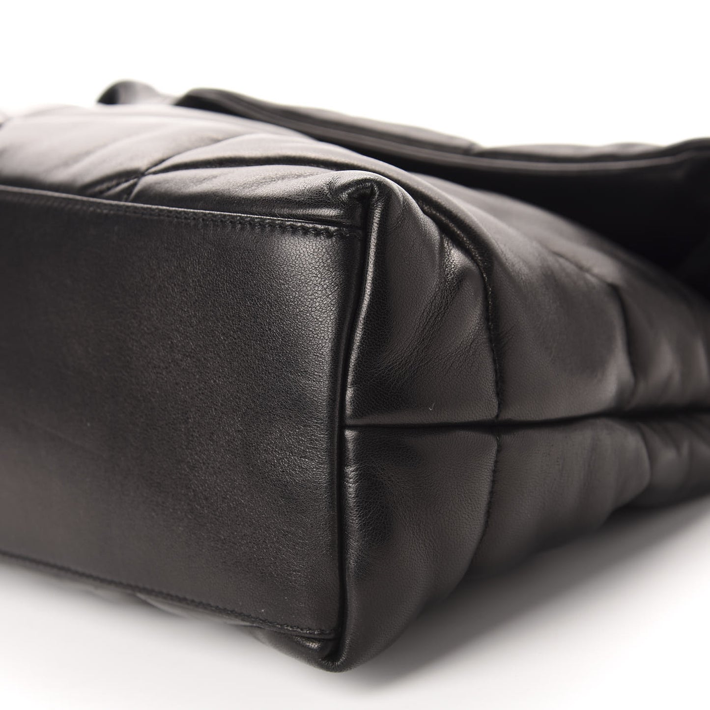Lambskin Quilted Medium Loulou Puffer Monogram Chain Satchel Black