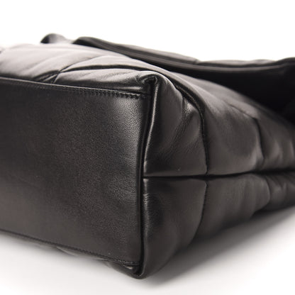 Saint Laurent Lambskin Quilted Medium Loulou Puffer Monogram Chain Satchel Black 7 of 11