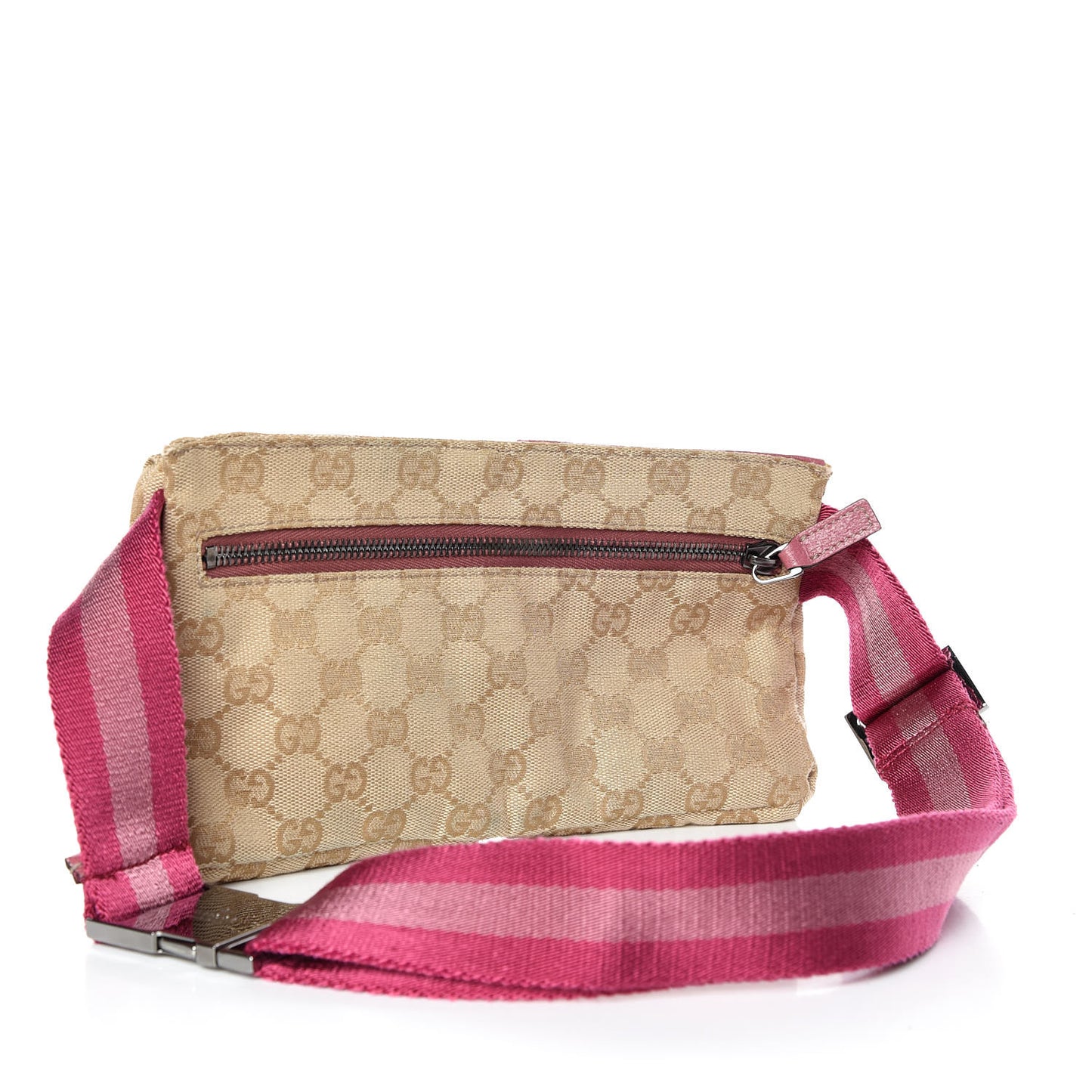 GG Monogram Web Double Pocket Belt Bag Pink