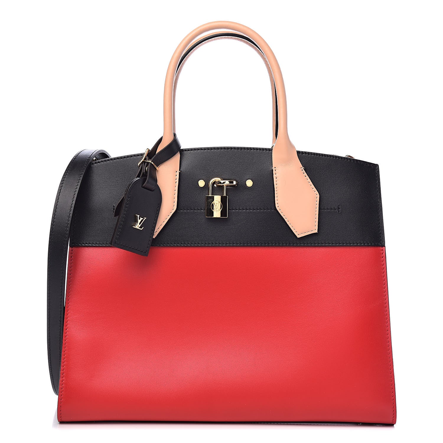 Louis Vuitton Calfskin City Steamer MM Rouge Black 1 of 10
