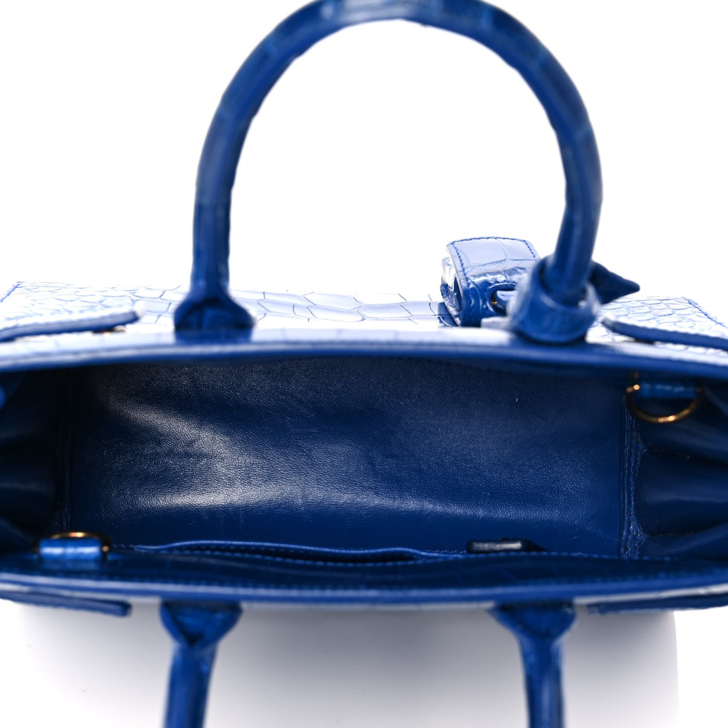 Saint Laurent Calfskin Crocodile Embossed Nano Sac De Jour Royal Blue 4 of 7