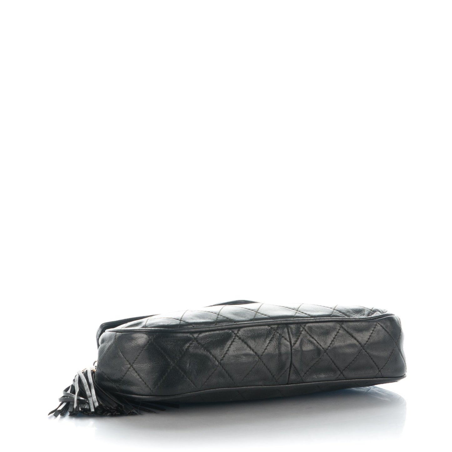 Lambskin Quilted Small Tassel Flap Black