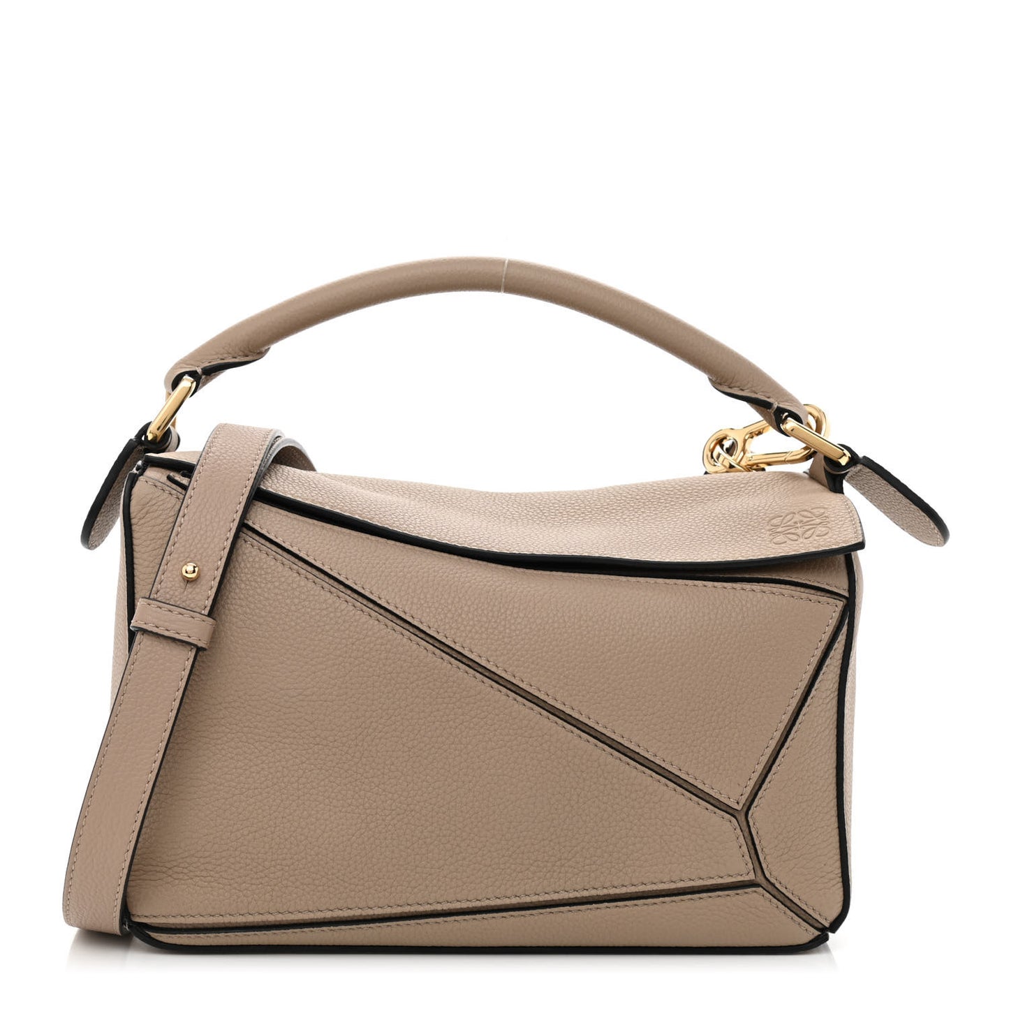 Grained Calfskin Small Puzzle Bag Sand
