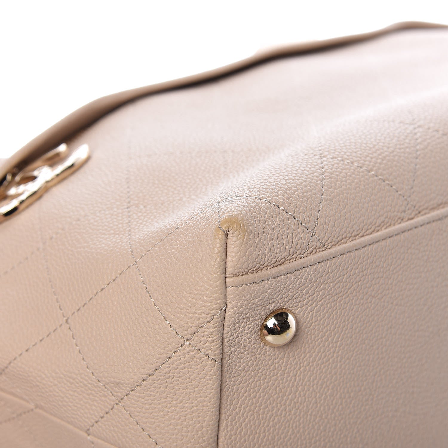 Chanel Crumpled Grained Calfskin Zip and Carry Shopping Tote Beige 8 of 12