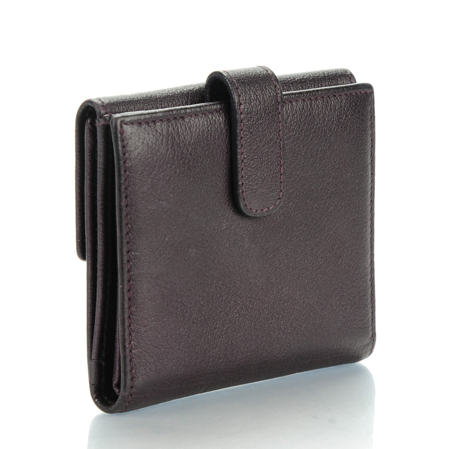 Chanel Glazed Goatskin Camellia Embossed French Flap Wallet Purple 3 of 7