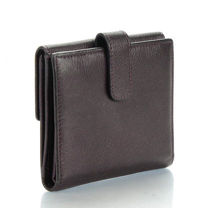 Chanel Glazed Goatskin Camellia Embossed French Flap Wallet Purple 3 of 7