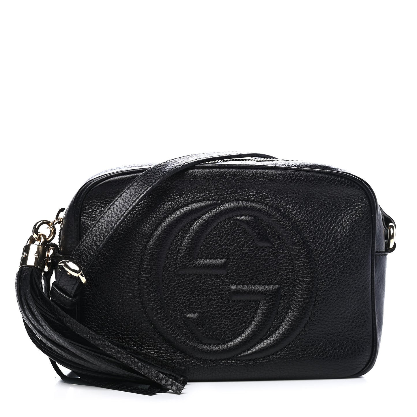 Pebbled Calfskin Small Soho Disco Bag Black