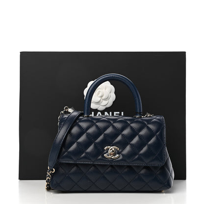 Chanel Caviar Quilted Lizard Embossed Mini Coco Handle Flap Navy Blue 10 of 10